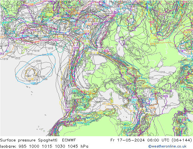 Yer basıncı Spaghetti ECMWF Cu 17.05.2024 06 UTC