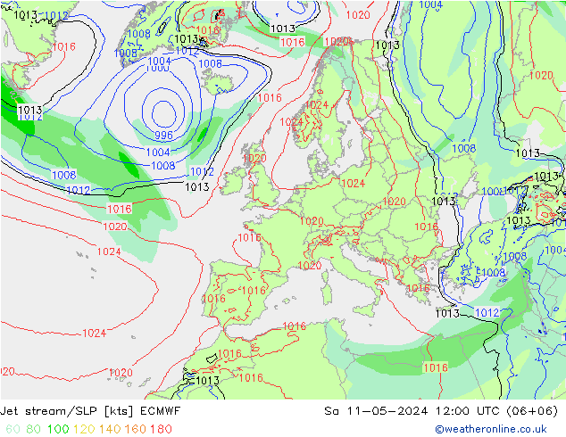 高速氣流/地面气压 ECMWF 星期六 11.05.2024 12 UTC
