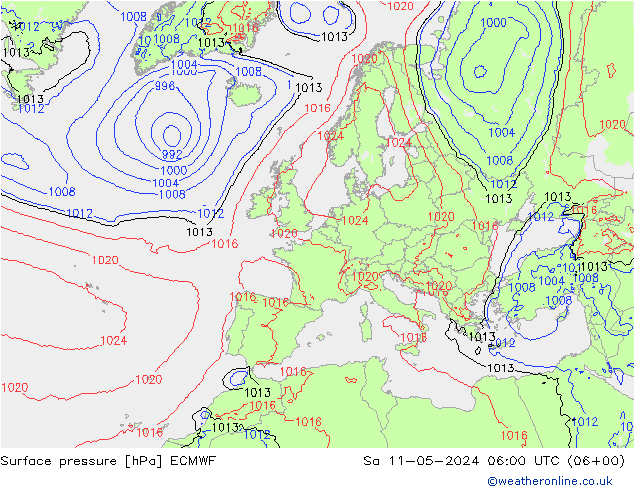 ciśnienie ECMWF so. 11.05.2024 06 UTC