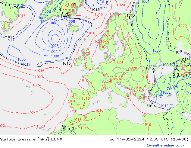 приземное давление ECMWF сб 11.05.2024 12 UTC