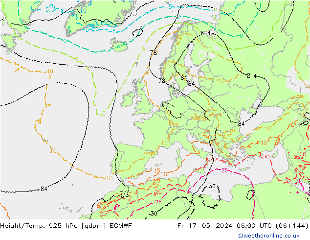 Height/Temp. 925 гПа ECMWF пт 17.05.2024 06 UTC