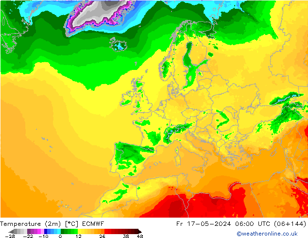 Temperature (2m) ECMWF Pá 17.05.2024 06 UTC