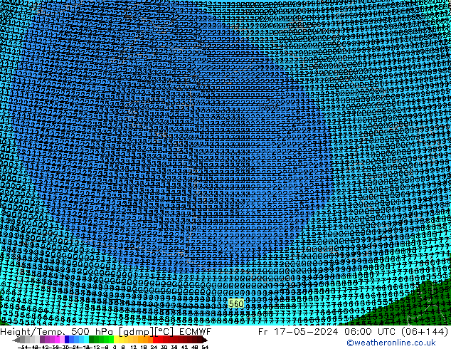 Height/Temp. 500 hPa ECMWF Fr 17.05.2024 06 UTC