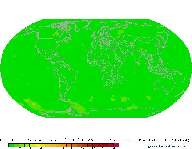 Humedad rel. 700hPa Spread ECMWF dom 12.05.2024 06 UTC