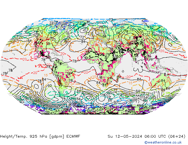 Geop./Temp. 925 hPa ECMWF dom 12.05.2024 06 UTC