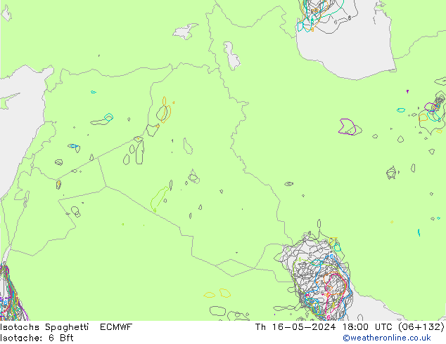 Isotaca Spaghetti ECMWF jue 16.05.2024 18 UTC