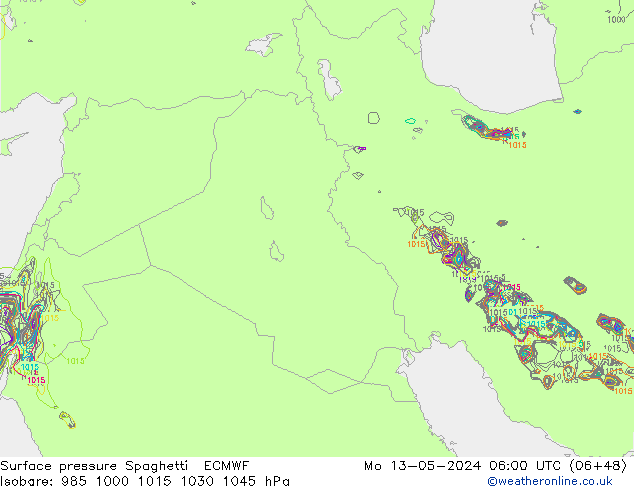 Pressione al suolo Spaghetti ECMWF lun 13.05.2024 06 UTC