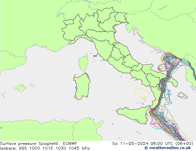 Luchtdruk op zeeniveau Spaghetti ECMWF za 11.05.2024 06 UTC