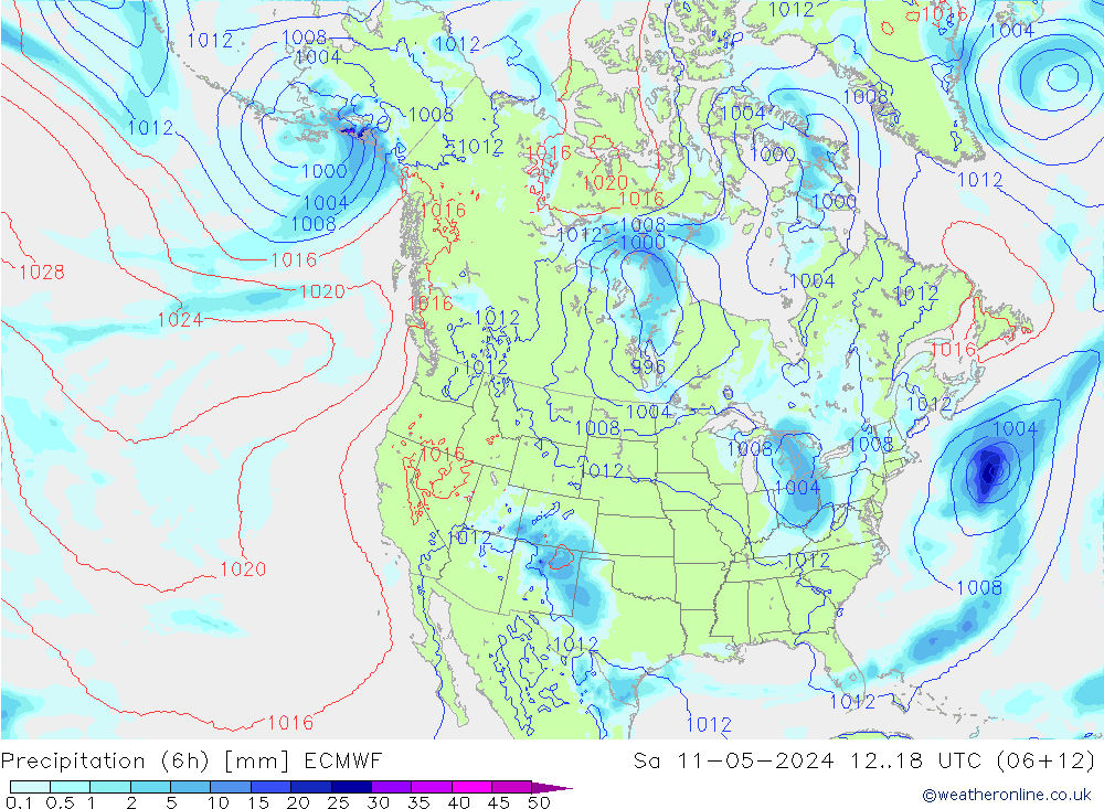 Precipitación (6h) ECMWF sáb 11.05.2024 18 UTC