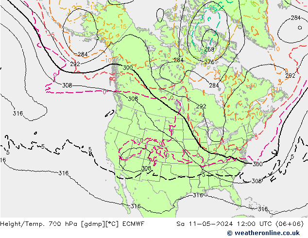 Height/Temp. 700 hPa ECMWF 星期六 11.05.2024 12 UTC