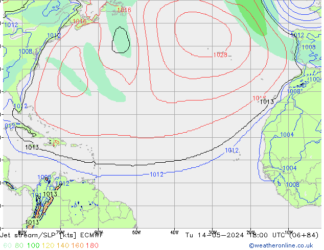 Straalstroom/SLP ECMWF di 14.05.2024 18 UTC