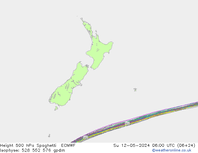 Height 500 hPa Spaghetti ECMWF  12.05.2024 06 UTC