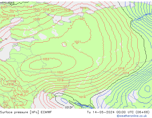 приземное давление ECMWF вт 14.05.2024 00 UTC