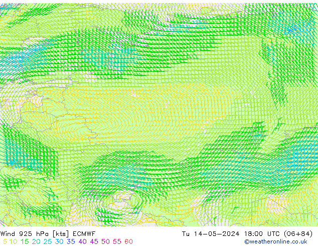 Rüzgar 925 hPa ECMWF Sa 14.05.2024 18 UTC