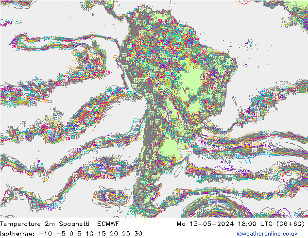 Temperatuurkaart Spaghetti ECMWF ma 13.05.2024 18 UTC
