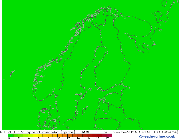 RH 700 hPa Spread ECMWF So 12.05.2024 06 UTC