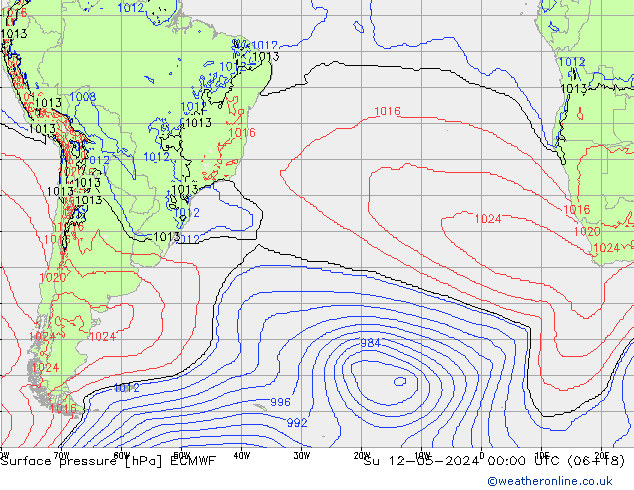 Luchtdruk (Grond) ECMWF zo 12.05.2024 00 UTC