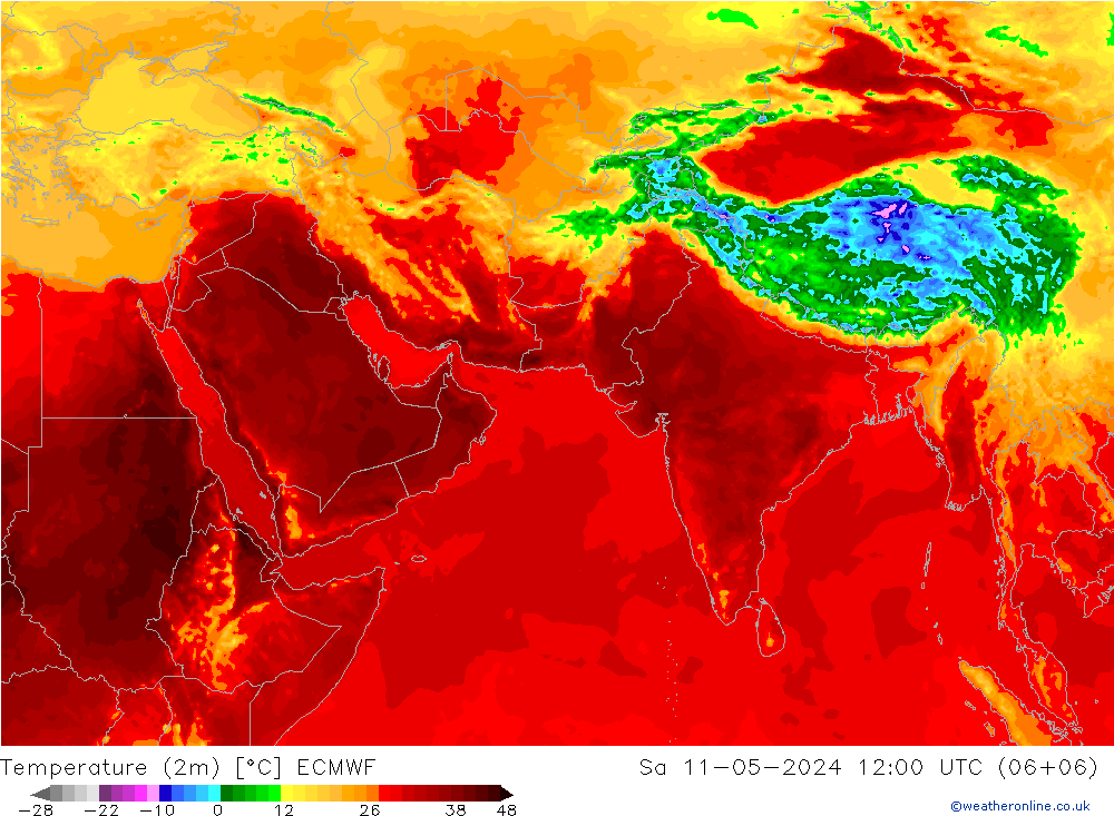 Temperatura (2m) ECMWF sab 11.05.2024 12 UTC