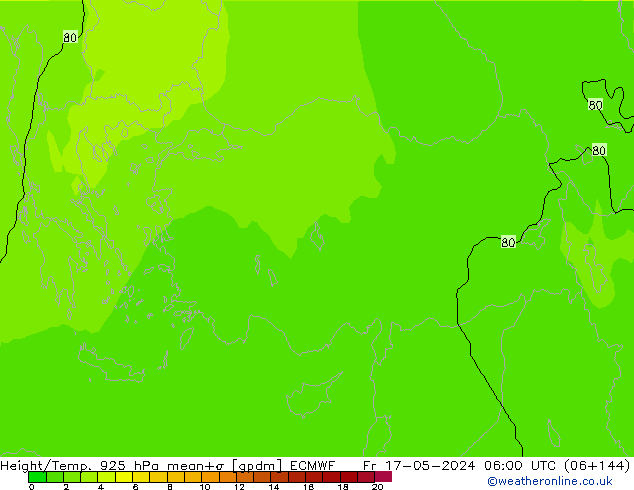 Height/Temp. 925 hPa ECMWF pt. 17.05.2024 06 UTC