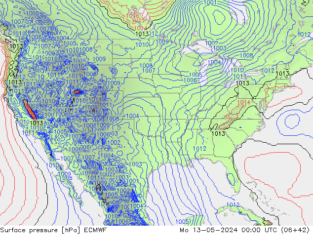 Surface pressure ECMWF Mo 13.05.2024 00 UTC