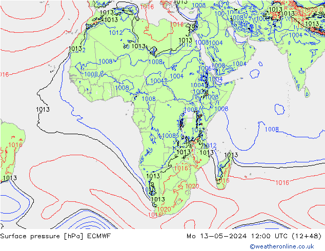 приземное давление ECMWF пн 13.05.2024 12 UTC