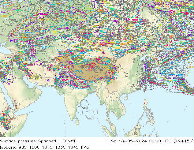 Surface pressure Spaghetti ECMWF Sa 18.05.2024 00 UTC