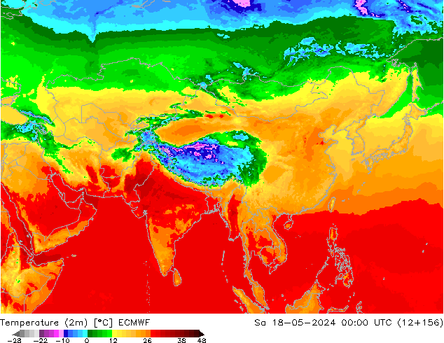 Temperatura (2m) ECMWF sab 18.05.2024 00 UTC