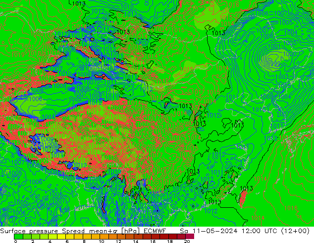 地面气压 Spread ECMWF 星期六 11.05.2024 12 UTC