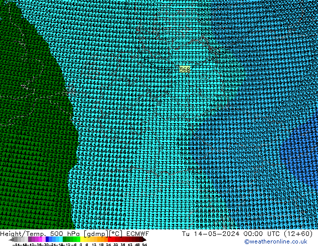 Géop./Temp. 500 hPa ECMWF mar 14.05.2024 00 UTC