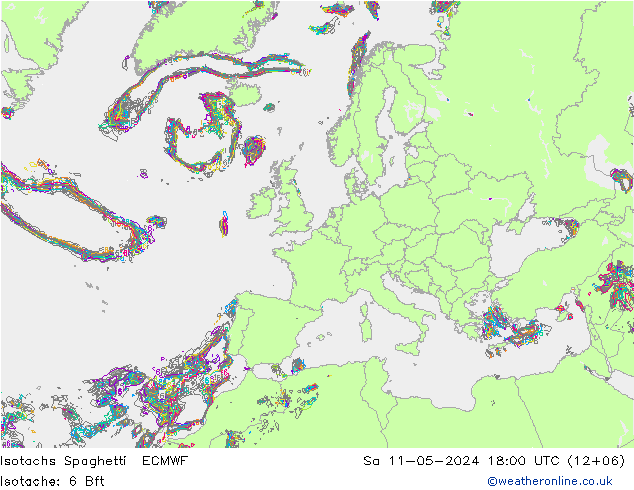 Isotachs Spaghetti ECMWF Sáb 11.05.2024 18 UTC
