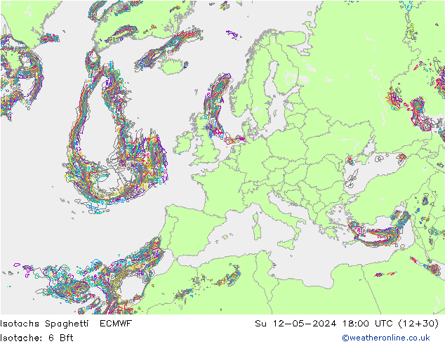 Isotachs Spaghetti ECMWF  12.05.2024 18 UTC