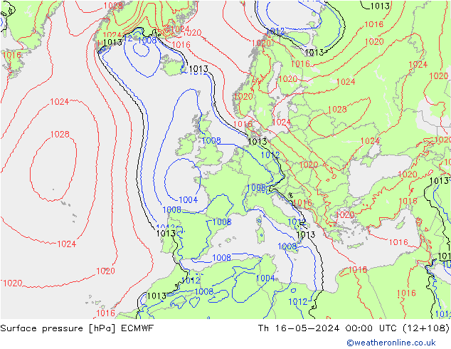 приземное давление ECMWF чт 16.05.2024 00 UTC
