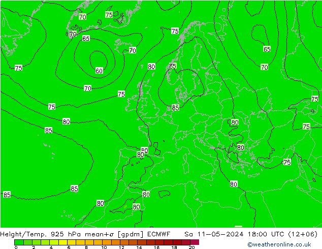 Height/Temp. 925 гПа ECMWF сб 11.05.2024 18 UTC