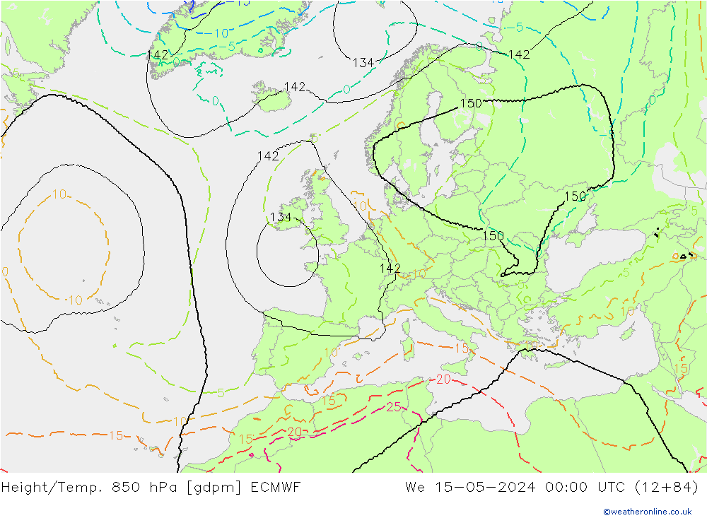 Hoogte/Temp. 850 hPa ECMWF wo 15.05.2024 00 UTC