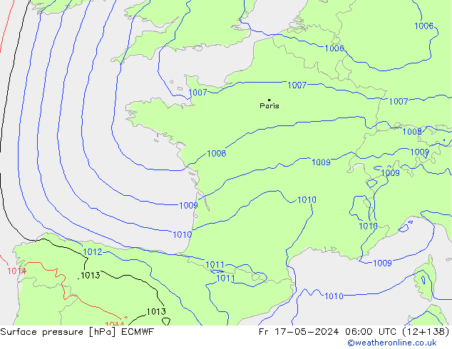Luchtdruk (Grond) ECMWF vr 17.05.2024 06 UTC