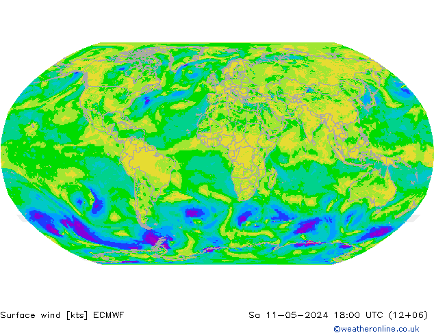 Surface wind ECMWF Sa 11.05.2024 18 UTC