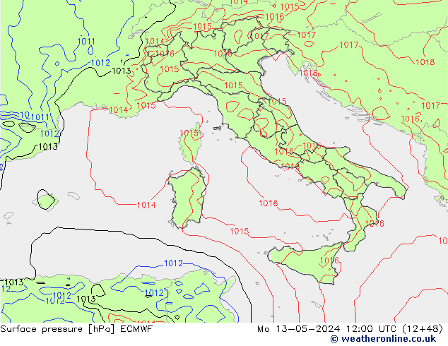 Luchtdruk (Grond) ECMWF ma 13.05.2024 12 UTC