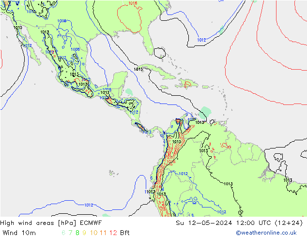 High wind areas ECMWF Su 12.05.2024 12 UTC