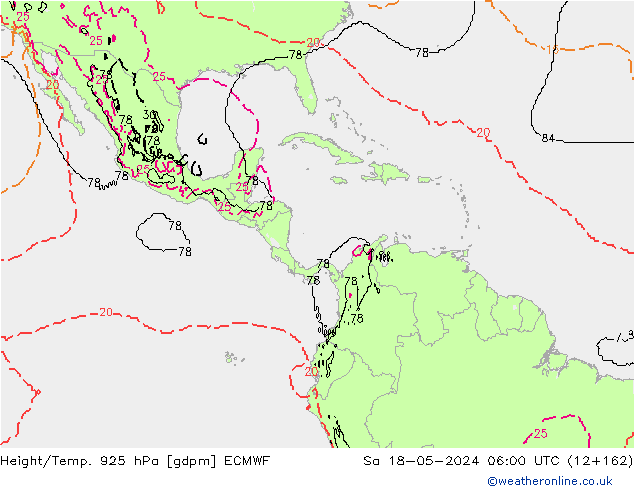 Height/Temp. 925 hPa ECMWF so. 18.05.2024 06 UTC