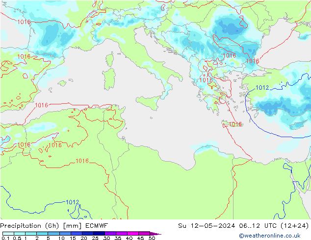 Yağış (6h) ECMWF Paz 12.05.2024 12 UTC