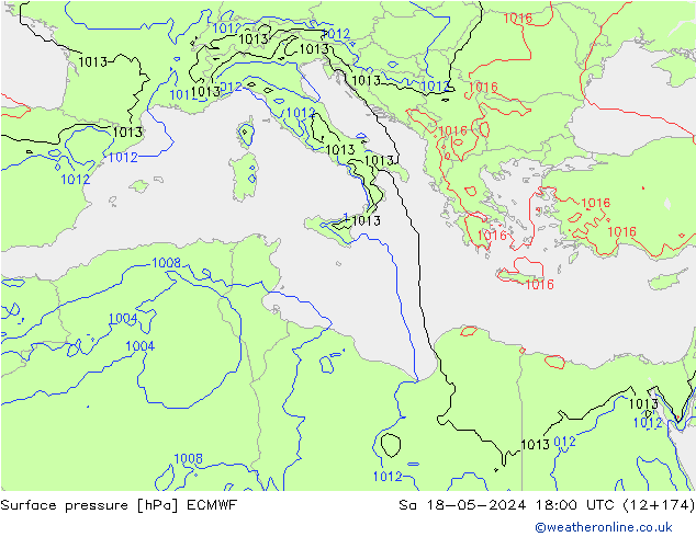 ciśnienie ECMWF so. 18.05.2024 18 UTC