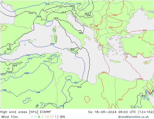 Windvelden ECMWF za 18.05.2024 06 UTC