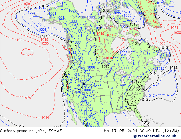 Yer basıncı ECMWF Pzt 13.05.2024 00 UTC