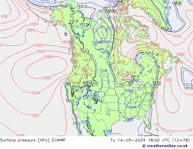 pressão do solo ECMWF Ter 14.05.2024 18 UTC