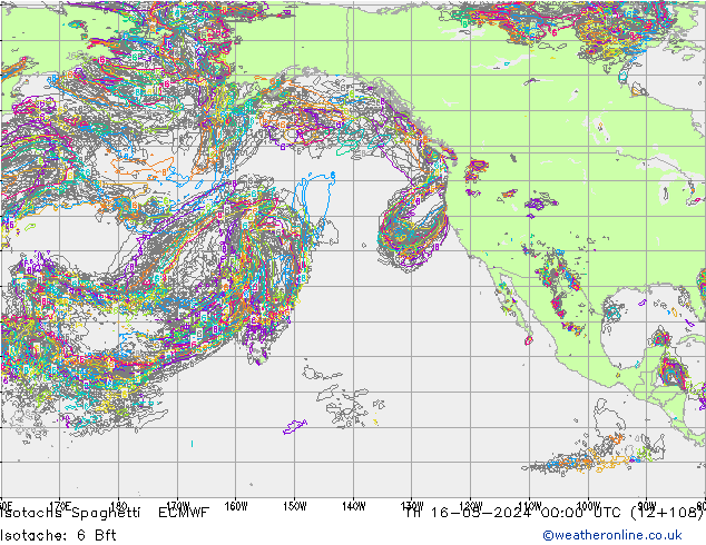 Isotachs Spaghetti ECMWF gio 16.05.2024 00 UTC