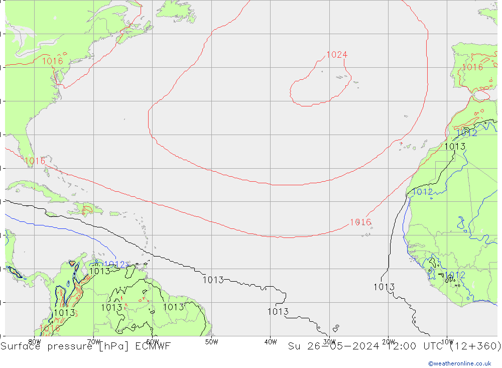 приземное давление ECMWF Вс 26.05.2024 12 UTC