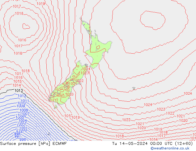 Surface pressure ECMWF Tu 14.05.2024 00 UTC