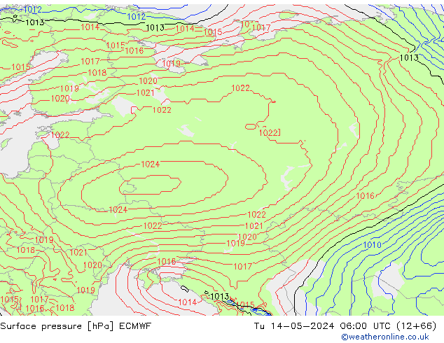 Surface pressure ECMWF Tu 14.05.2024 06 UTC