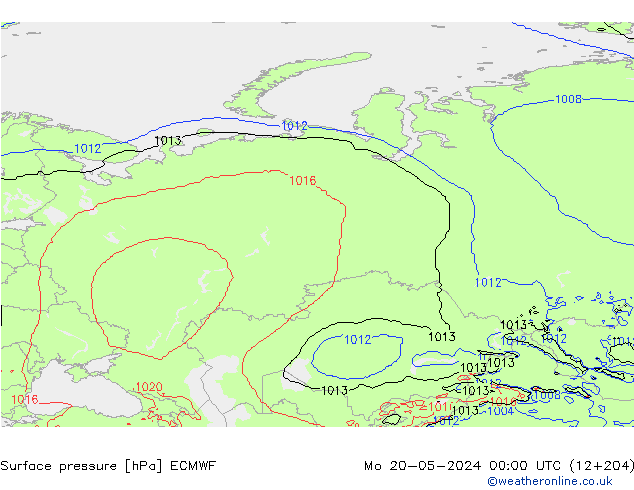 pressão do solo ECMWF Seg 20.05.2024 00 UTC