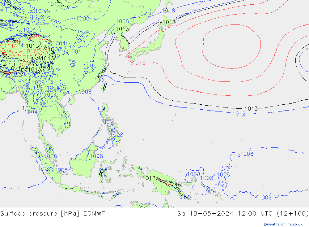 Luchtdruk (Grond) ECMWF za 18.05.2024 12 UTC